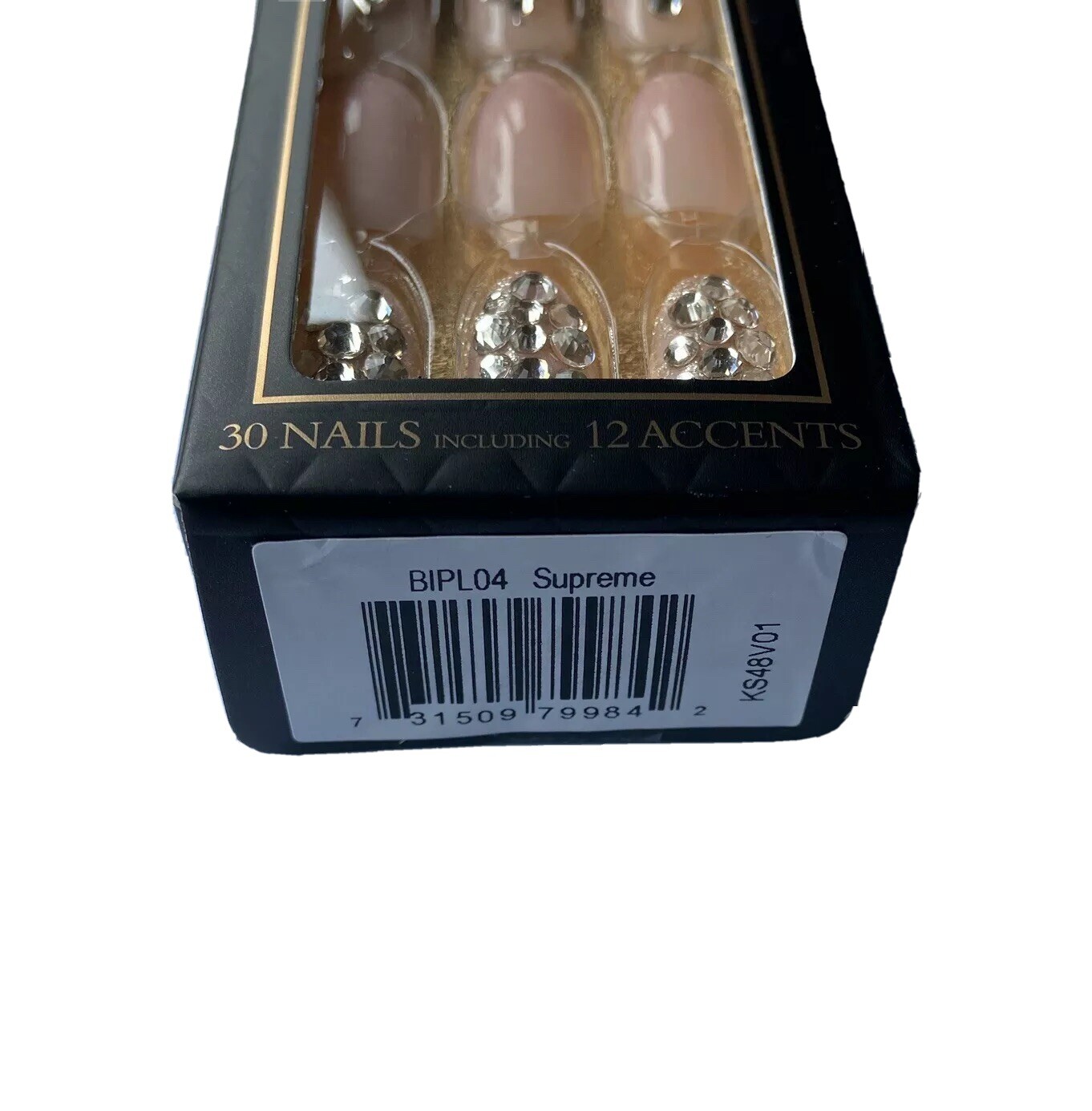 NEW Kiss Nails Impress Press On Manicure Almond Gel Pink Silver Gems Couture