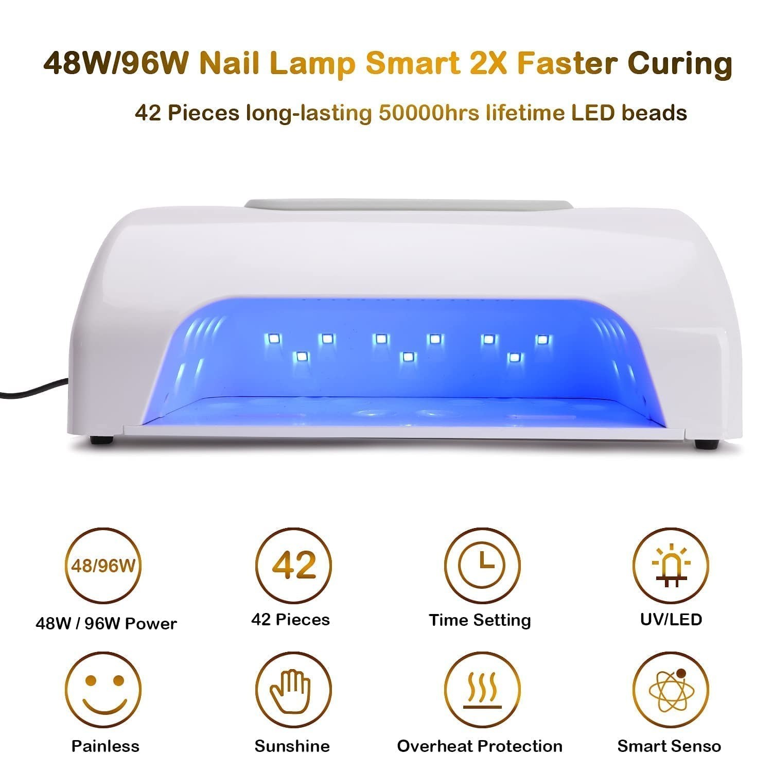 40W Nail Dust Collector with 48W UV LED Lamp & Ergonomic Nail Drill Kit
