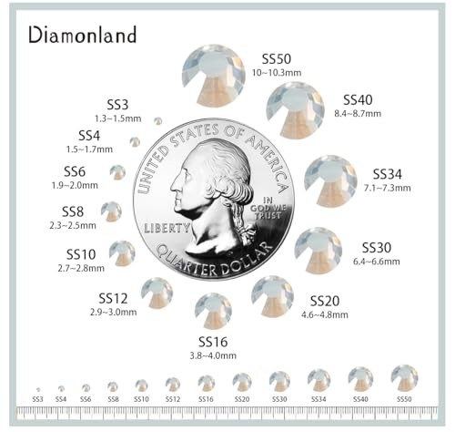 Diamonland Flatback Glass Crystal Rhinestones Rounds Gems for Bedazzling Nail…