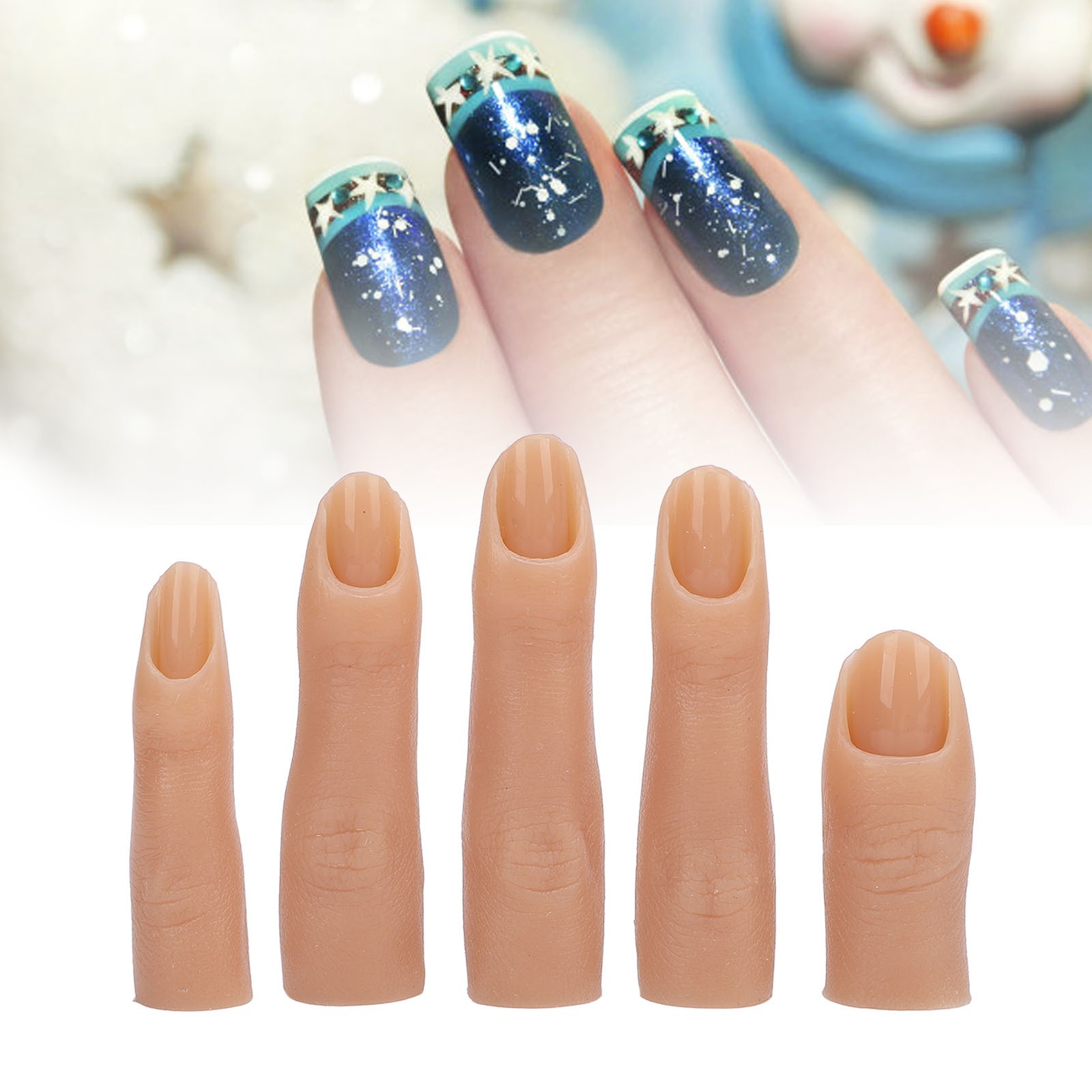 5 Pcs Silicone Nail Practice Finger High Elasticity For Nail Art Easy To Use