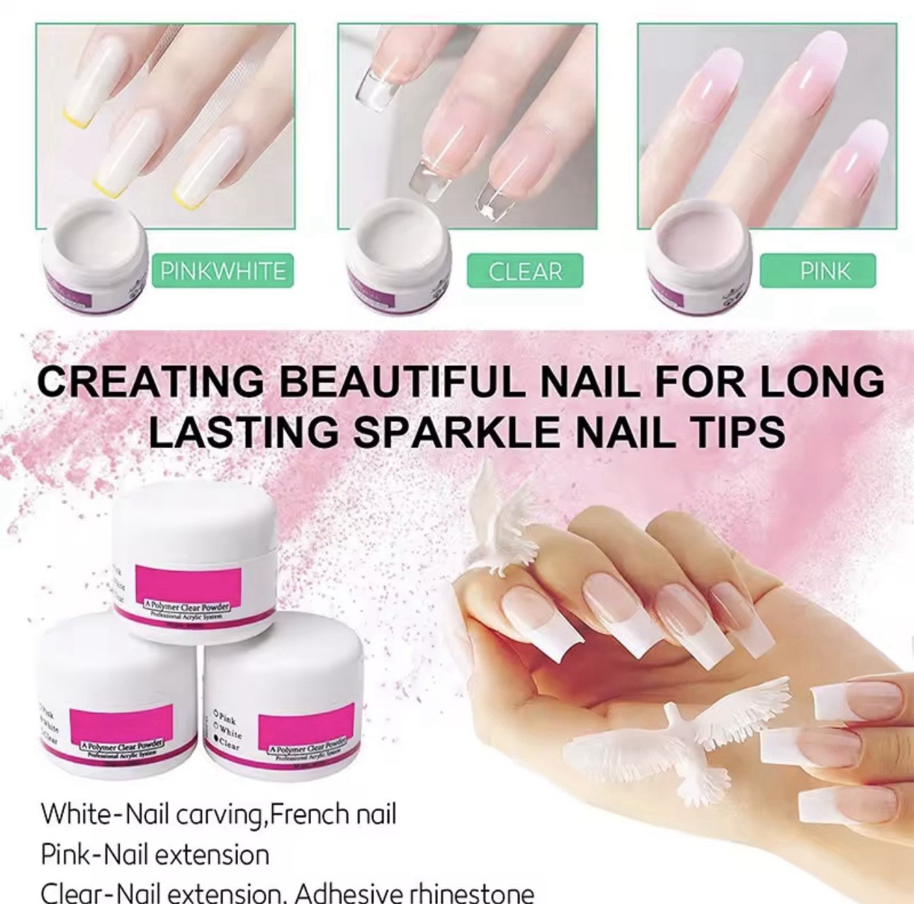 Acrylic Nail Kit with UV Lamp, Acrylic Powder & Liquid Set for Gel Nails DIY Gif