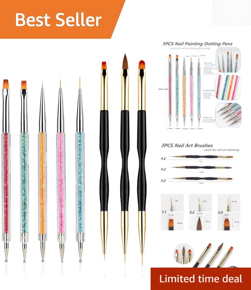 Versatile 8PCS Nail Art Brushes Kit with Dotting Tools for Every Nail Style