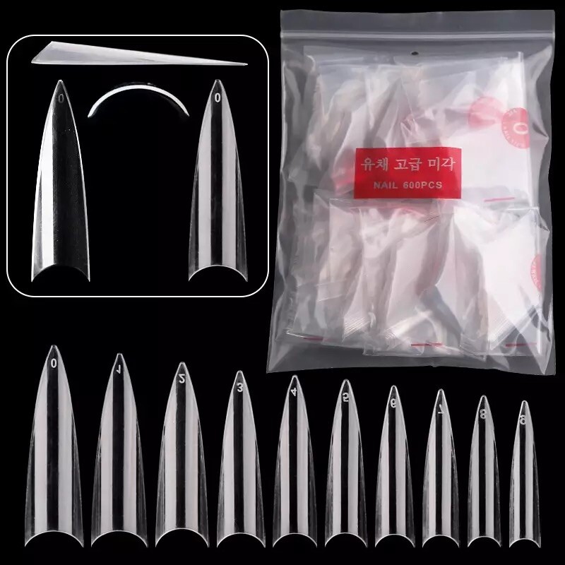 Instant Perfection Middle-Long Stiletto Nail Tips (600 pcs)