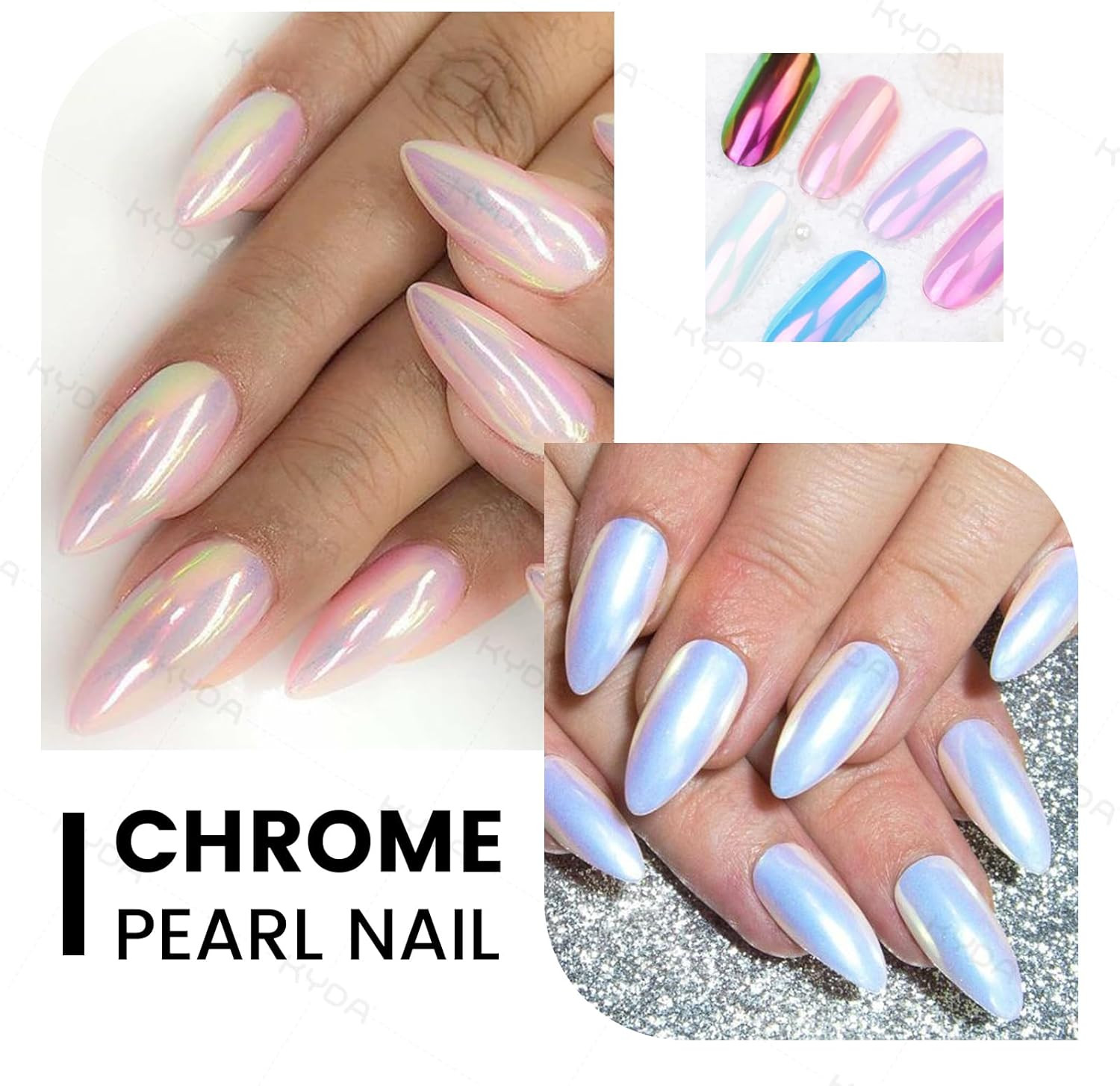 Ownest 2 Pcs Neon Chrome Nail Powder, Unicorn Chrome Nails Glitter Pigment