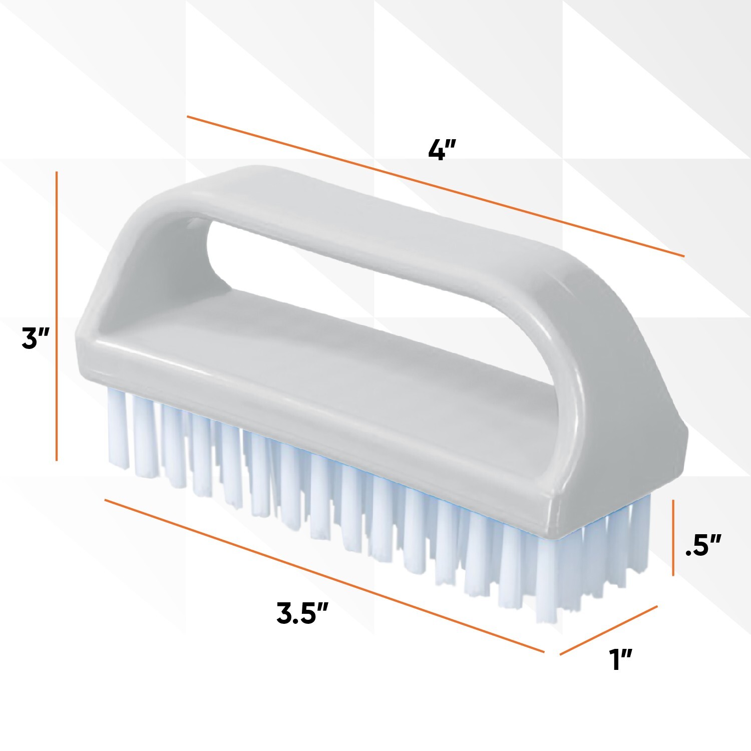 Superio Stiff Nail Brush Cleaner with Handle 3 Pack, Durable Scrub Brush,
