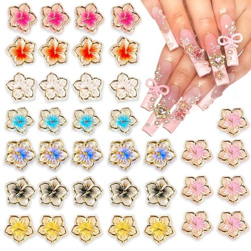 56 Pcs Flower Nail Charms Clear Colorful Crystal Nail Charms for Nails 3D