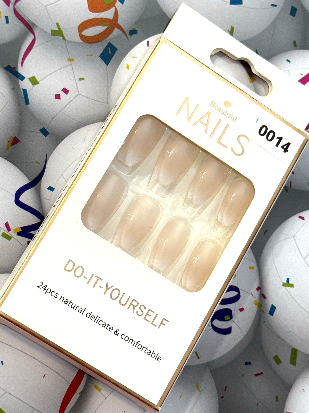 Beautiful Nails Do It Yourself NUDE to WHITE OMBRÉ Short Ballerina Press On Mani