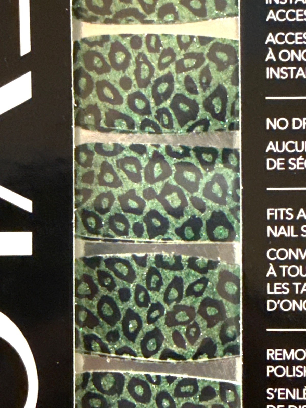 Revlon REAL NAIL ENAMEL 16 Style Strips JUNGLE GEM Black+Green LEOPARD PRINT