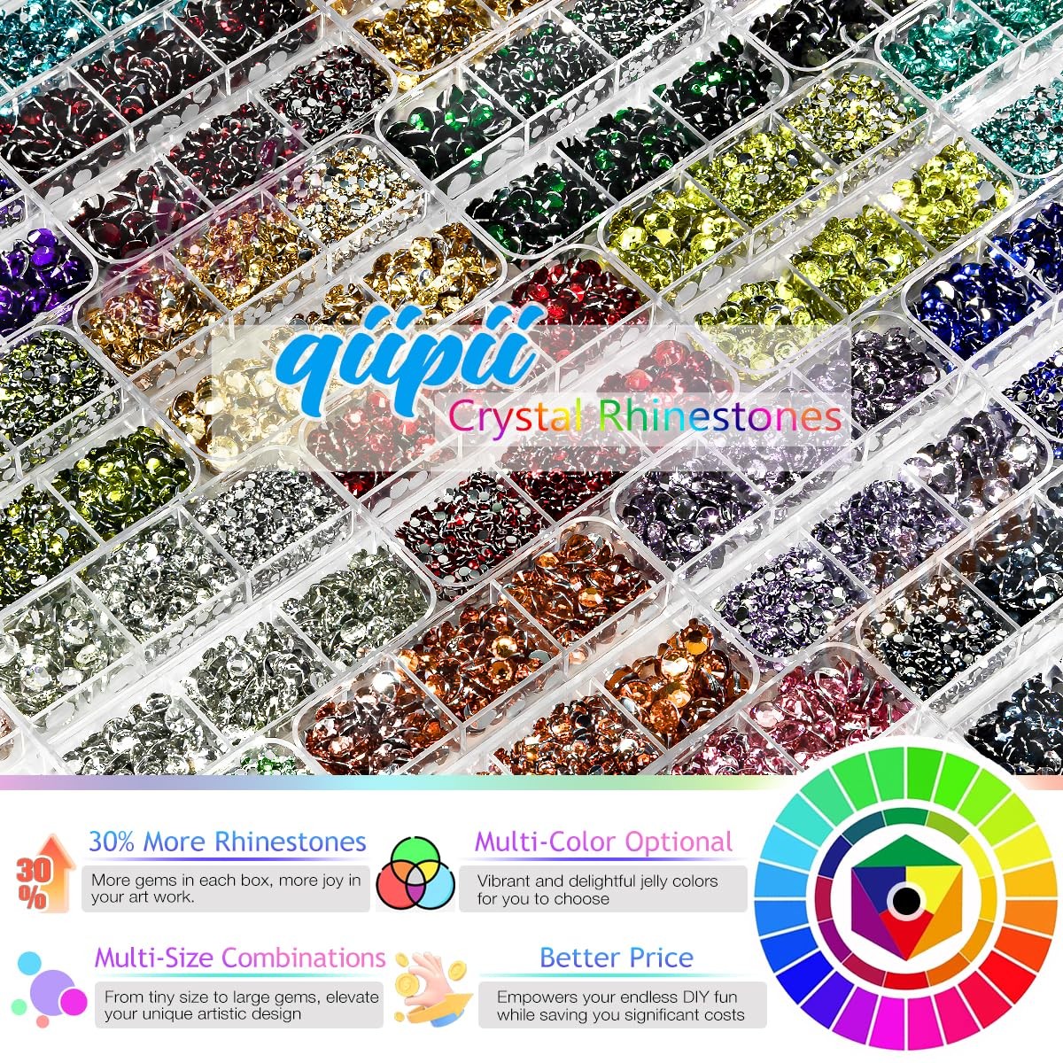 qiipii Emerald Green Resin Crystal Rhinestones for Crafting 2mm-6mm Flatback