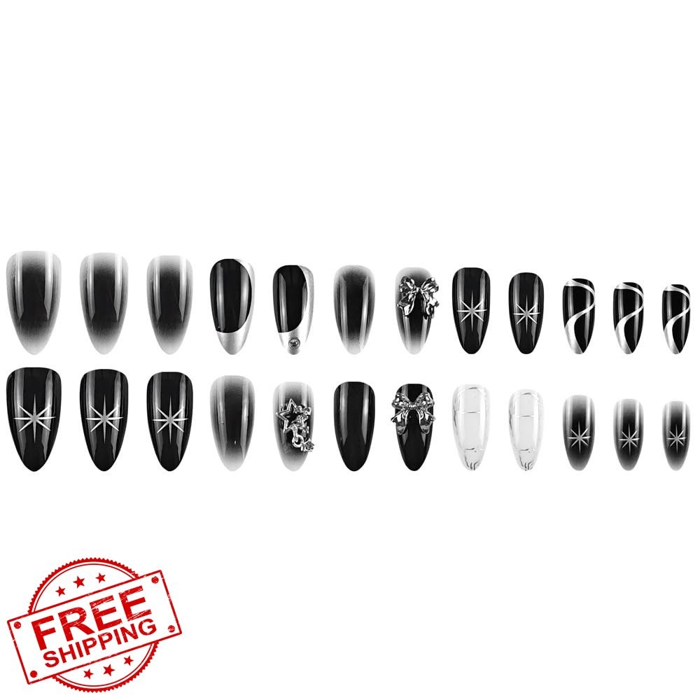 SWEKKE Black Ombre Almond Press on Nails