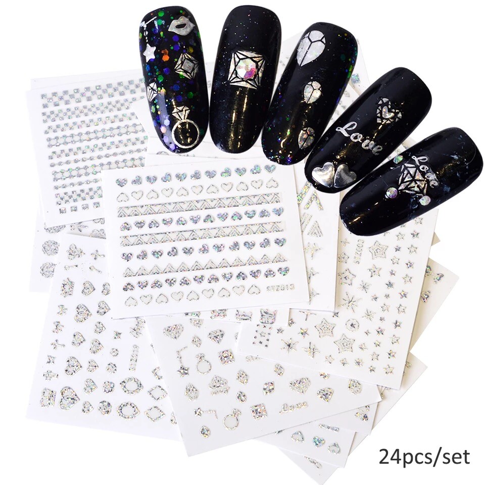 Nail art transfers Holographic 3 SHEET Free Shipping US SELLER