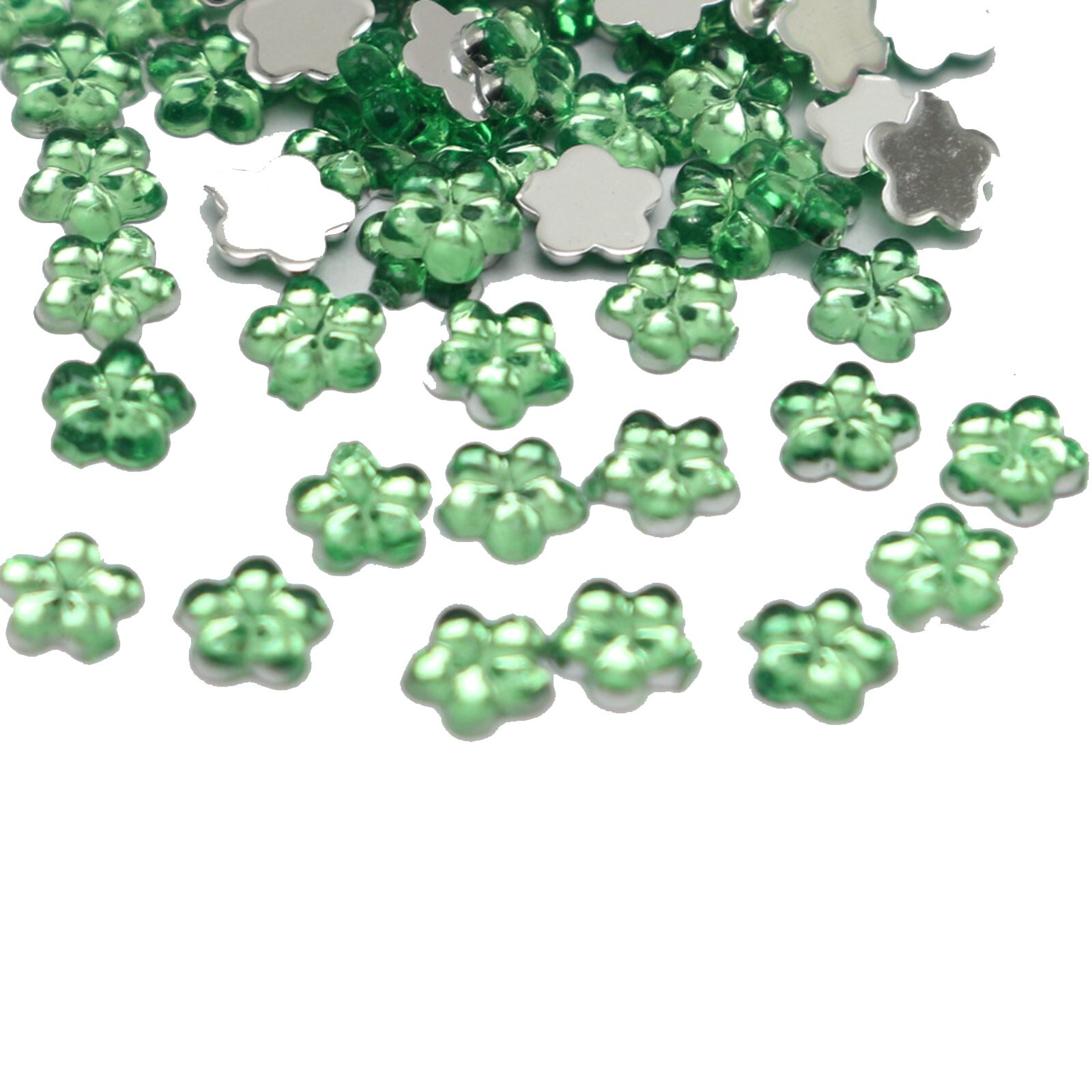 1000 Light green Acrylic FlatBack Mini Flower 4mm Rhinestones Gems Nail Art Tips