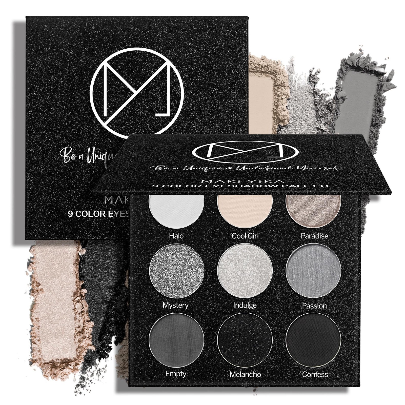 Black Grey Smokey Eyeshadow Palette Matte Black White Gray Silver Smoky Eye S…
