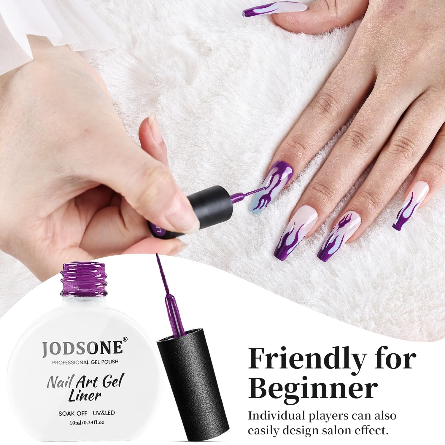 Dark Purple Swirl Nail Art Liner Gel Polish,10ml Classic Color 3D Nail Art Pe…