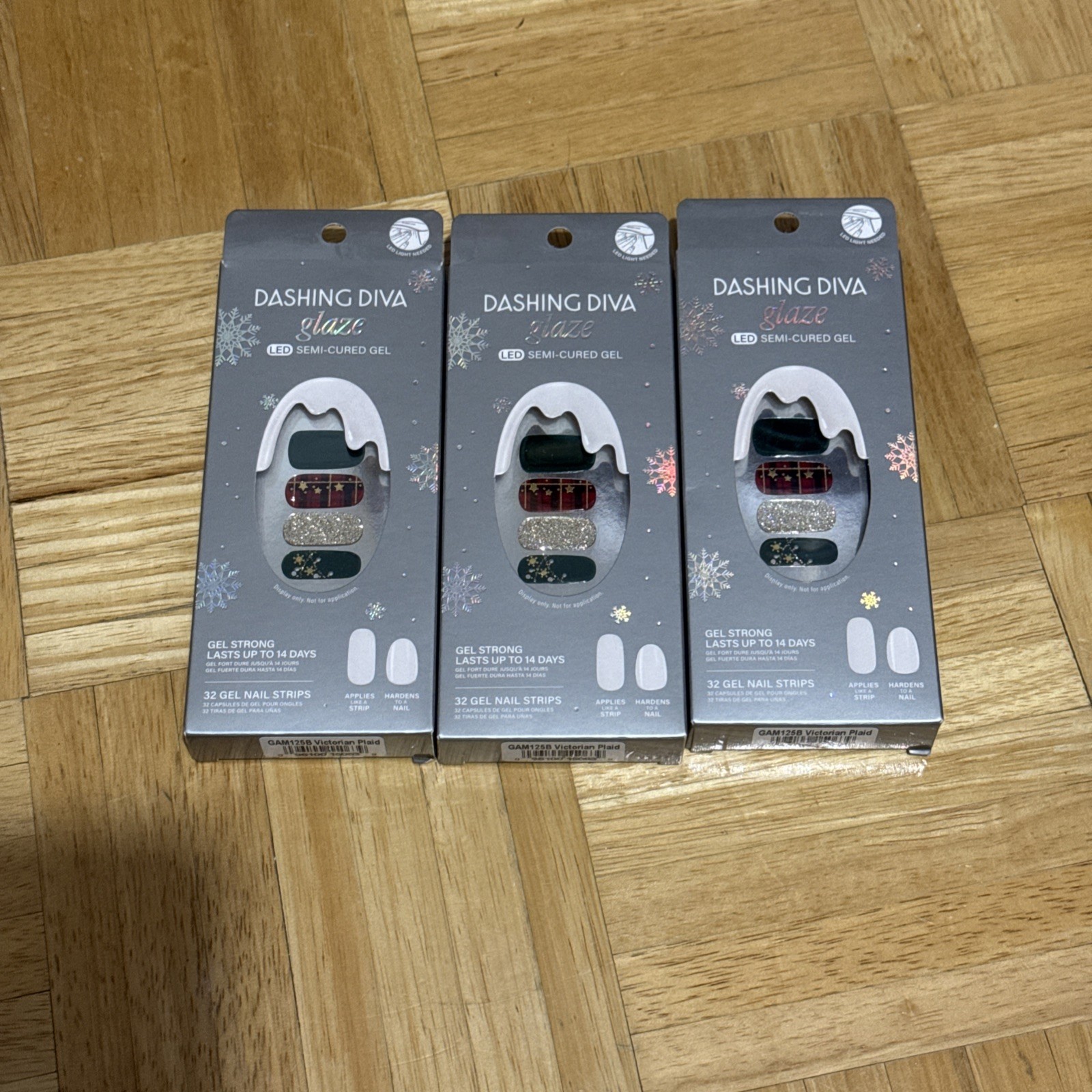 3x Dashing Diva Glaze Semi-Cured Gel Nail Strips – Victorian Plaid