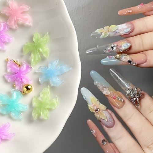 Summer Flower Nail Charms 3D Hibiscus Flowers for Hibiscus Flowers Style 3