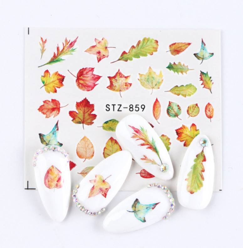 3Pcs Nail Art Water Transfer Sticker Maple Leaf Fall Decal Manicure 857-859 NH15