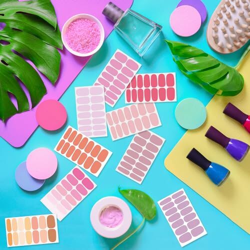 24 Sheets Light Color Nail Polish Stickers Full Nail Wraps Stick on Nail