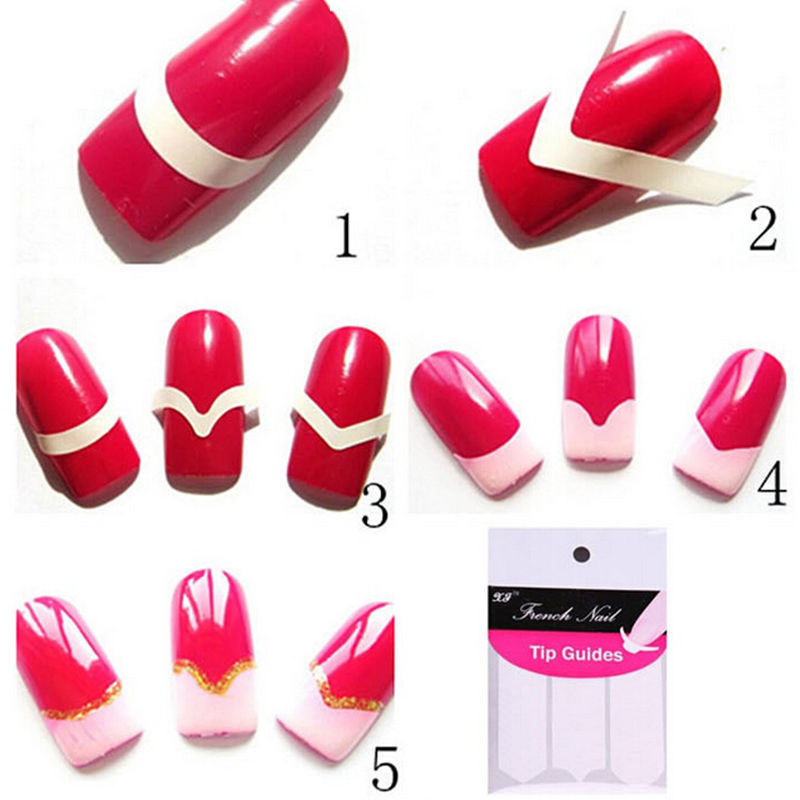 New French Manicure Nail Art Tips Form Guide Sticker Polish DIY
