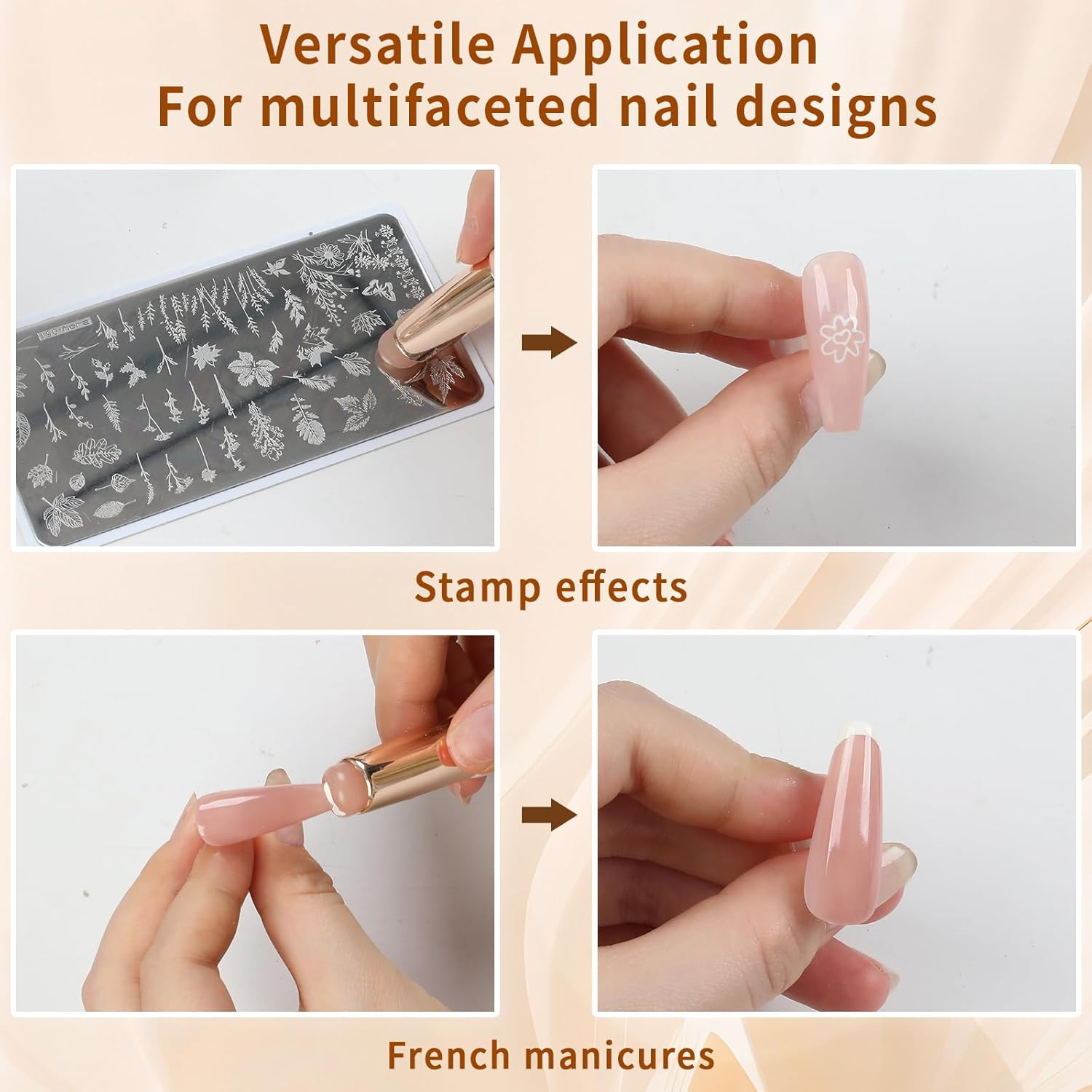 Silicone Nail Tools 3Pc Chrome Powder Ombre French Stamping Aura Nail Art Pen