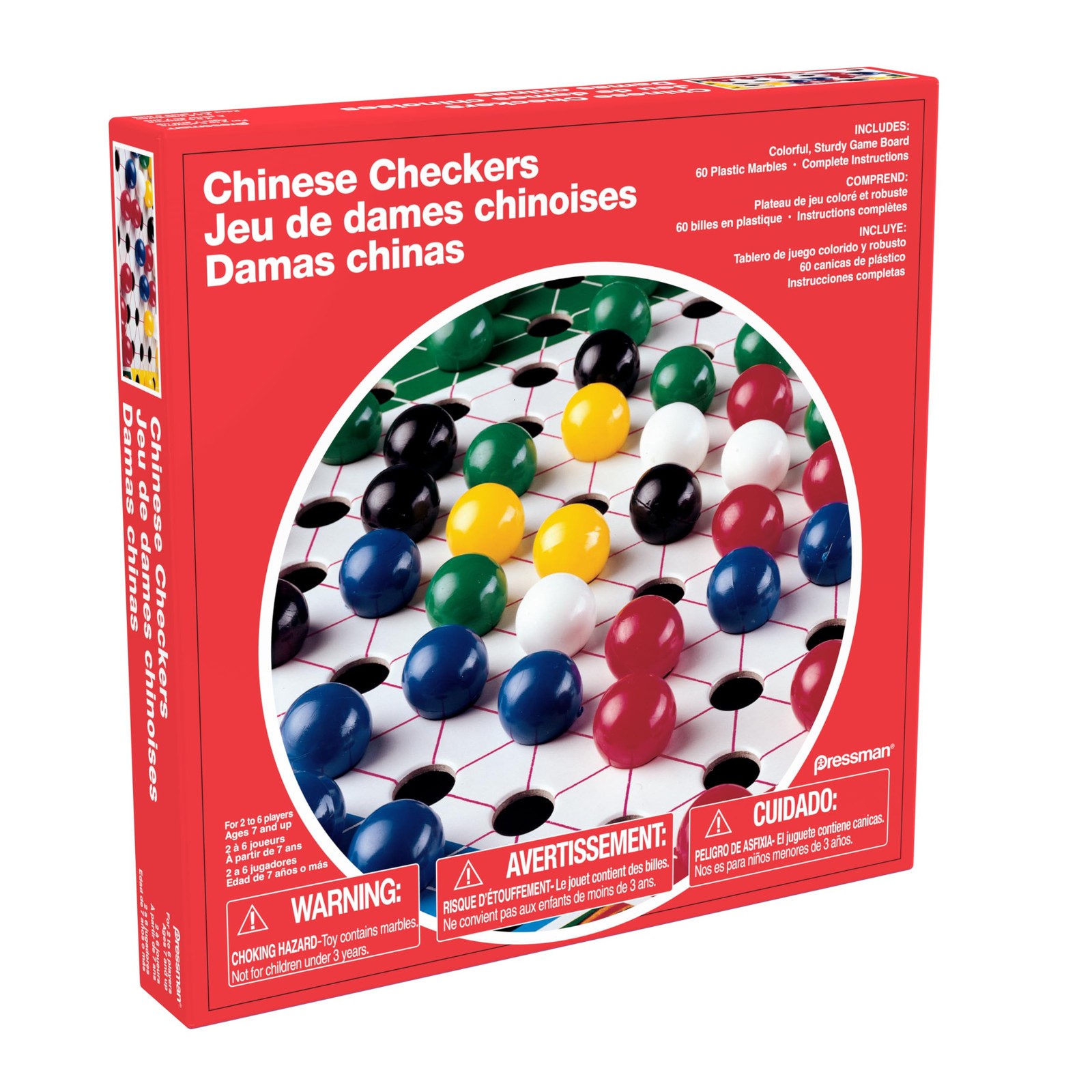 Pressman Chinese Checkers – Classic Strategy Board Game – 5″, Green/Blue/Red
