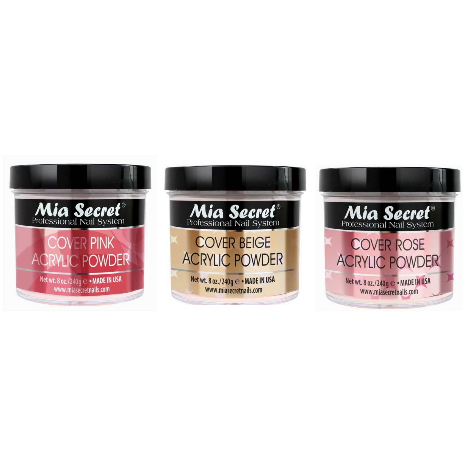 ACRYLIC POWDERS COVER PINK ROSE BEIGE 8 OZ BY MIA SECRET – CHOOSE YOUR OPTION
