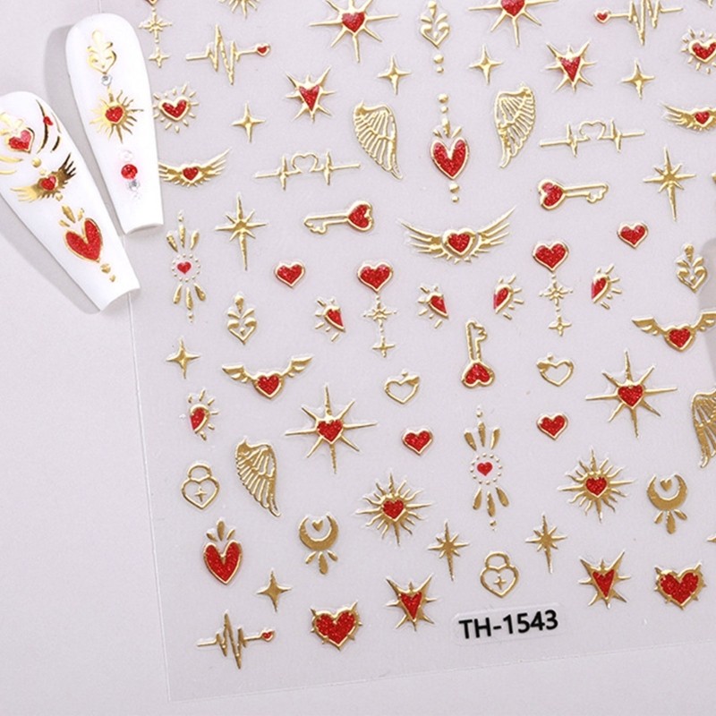 1 Sheet Unique Nail Decals with Heart and Lip Designs Gift for Valentine s Day
