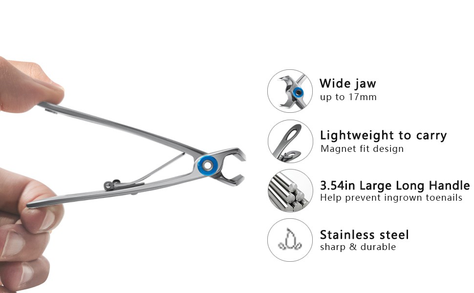 Extra Large Long Handle Toenail Clippers – 17mm Wide Jaw Opening Heavy Duty for