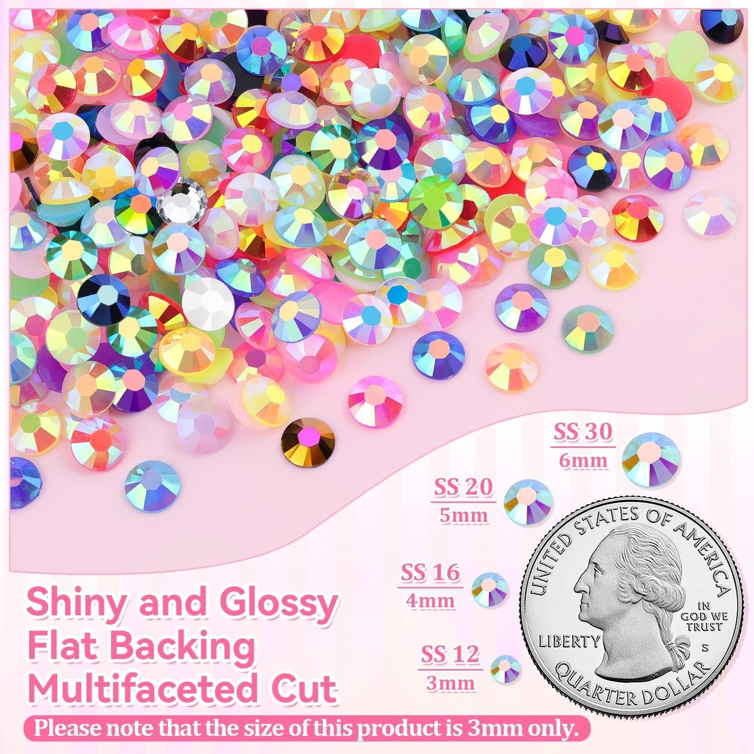 34000Pcs Resin Rhinestones for Bedazzling Kit, Mixed-Color 3Mm Bedazzled Crystal
