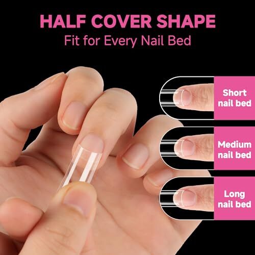 XL Long Square Nail Tips Pre-file 12 Sizes Half Matte Tapered F-XL Long Square