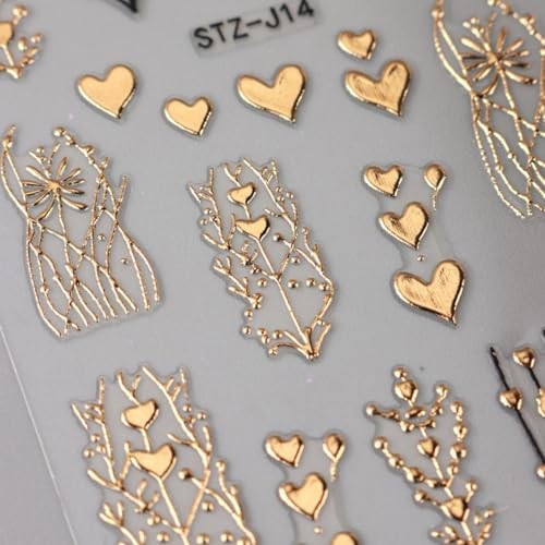 Golden Heart Nail Art Stickers Valentine’s Day Heart Nail Stickers for style5