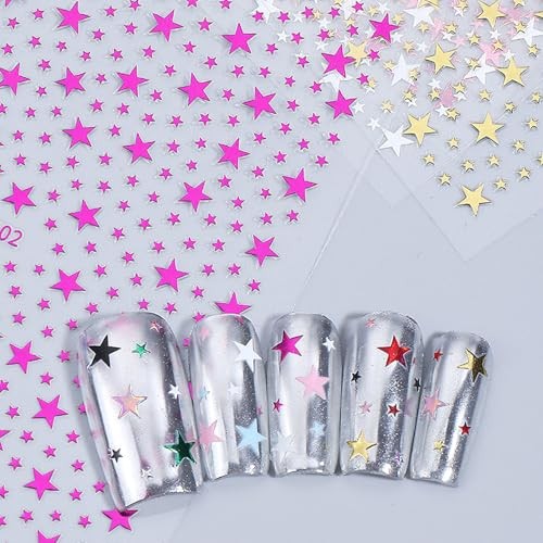 Star Nail Art Stickers 8 Sheets 4th of July Nail Decals Star Nail Stickers 15