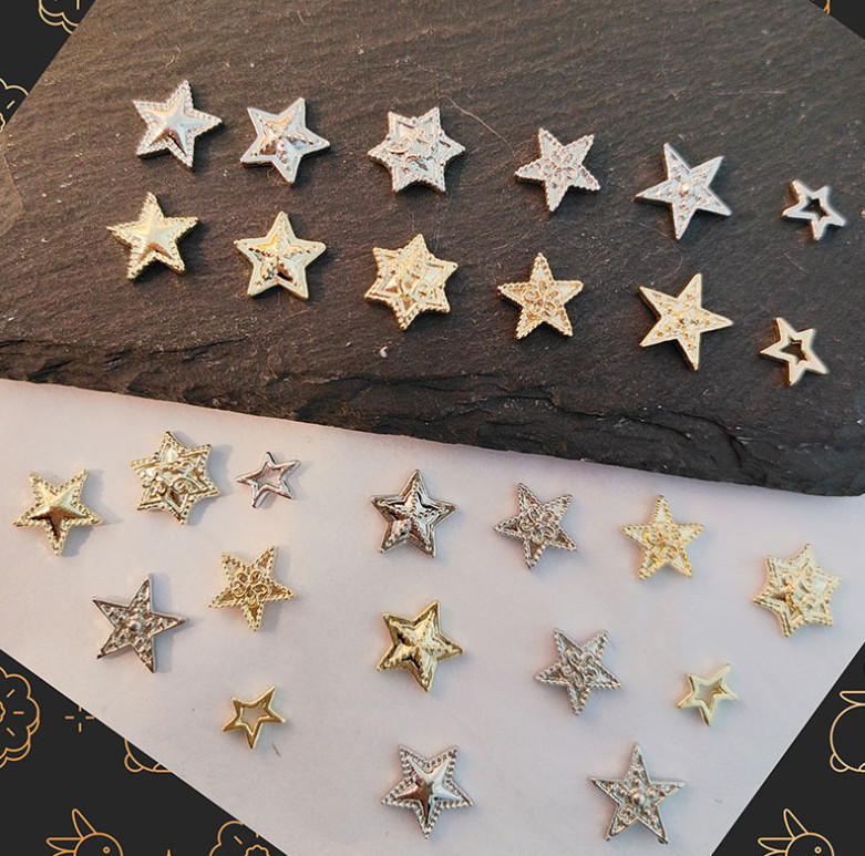 10pcs Silver Gold Alloy Mixed Star Charms Nail Art Jewelry Décor NH9
