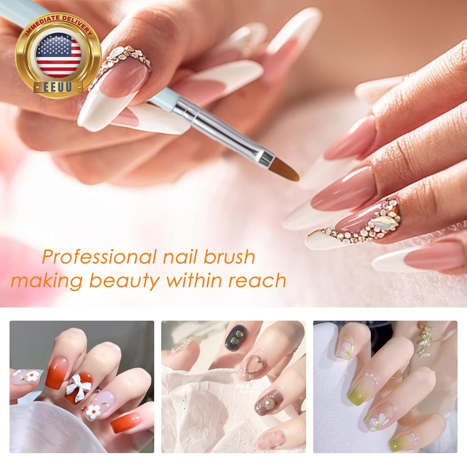 6PCS Nail Art Brushes Set, Nail Design Painting Brushes Builder Gel Brush Nail D