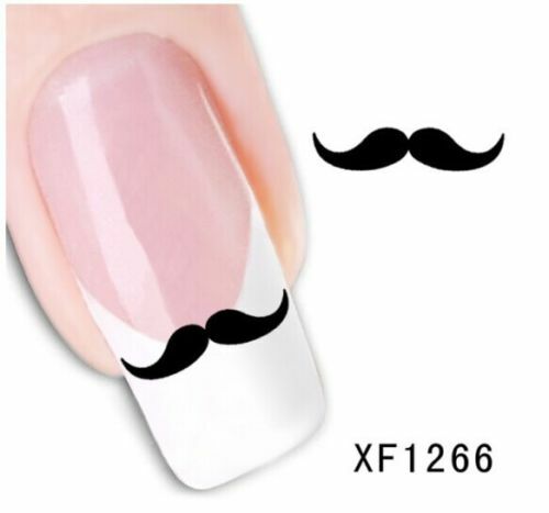 Nail Art Water Transfer Sticker Decal Stickers Pretty Mustache Black XF1266