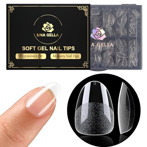 Extra Short Almond Nail Tips 216 Pcs Pre-Filed Full Cover Soft Gel x XS Almond
