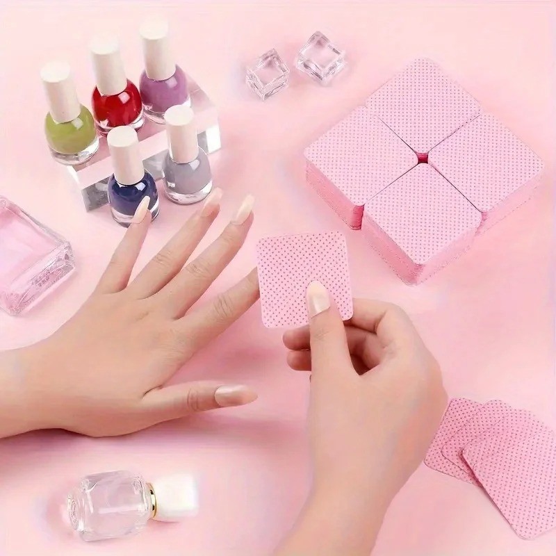 600PCS Lint Free Nail Wipes with Pump Bottle Gel Polish Remover Pads Cleaner