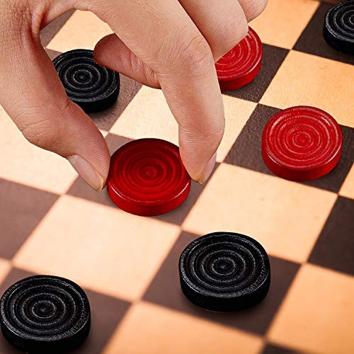 Sumind 48 Pcs Wooden Checkers Pieces 1.06 inches in diameter, Red, Black
