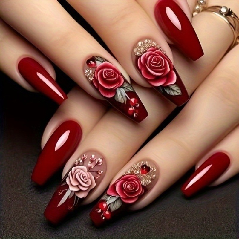 48 Pieces of Long Detachable and Reusable Smooth Ballet Style Fake Nail Art