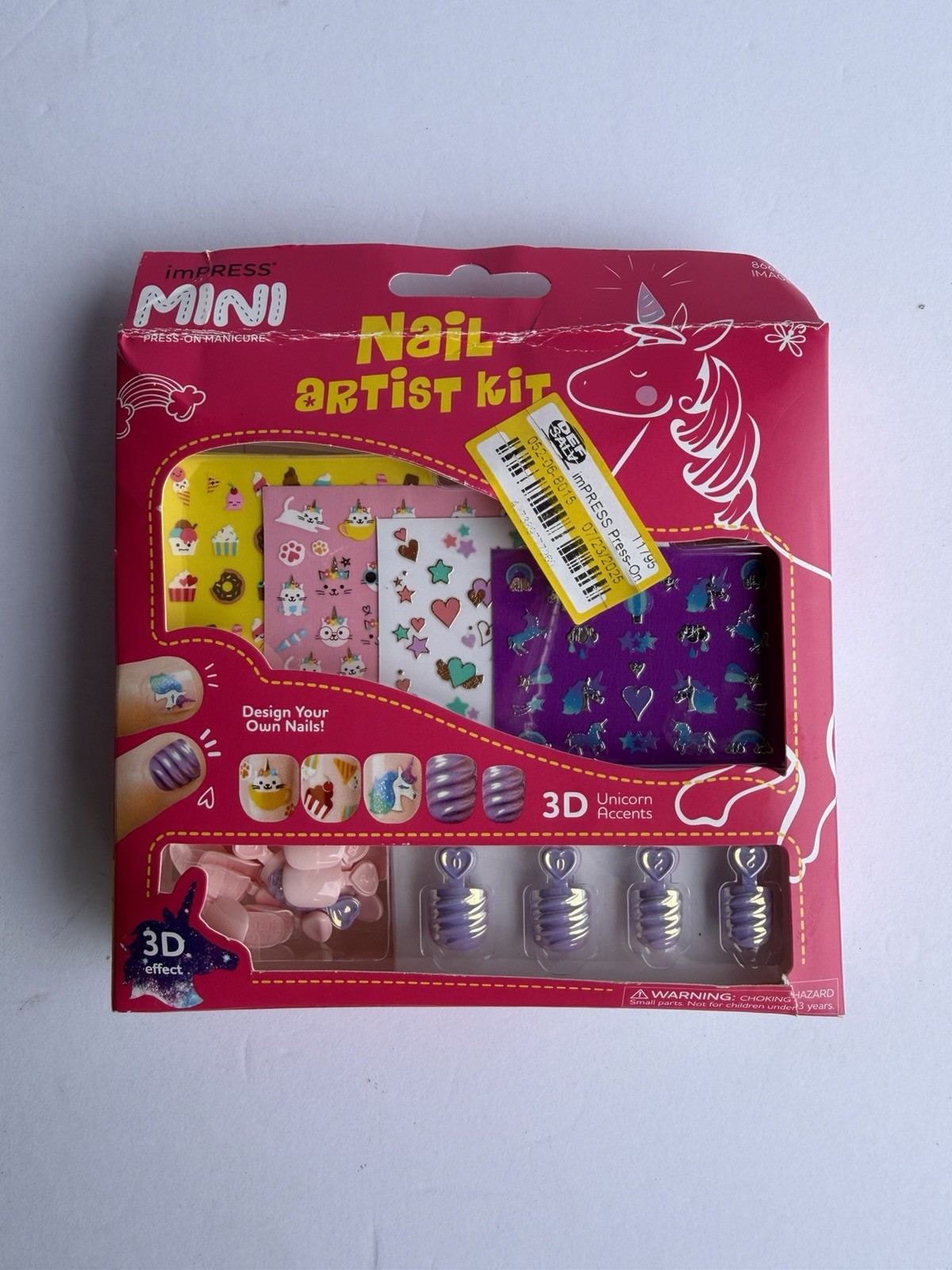 KISS-IMPRESS-MINI-PRESS-ON MANICURE-NAIL ARTIST KIT-KIDS-3D UNICORN ACCENTS-NIB!
