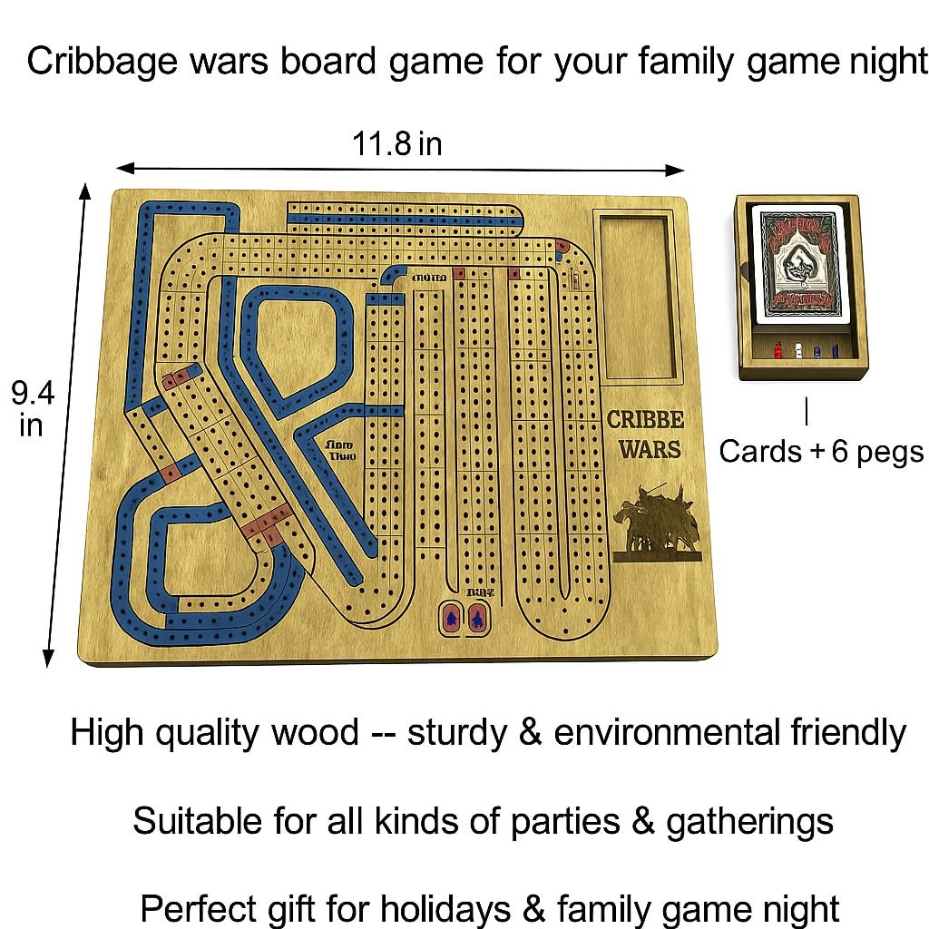 Wooden Cribbage Wars Board Game – War Boards 9.4 x 11.8 x 0.1 inches