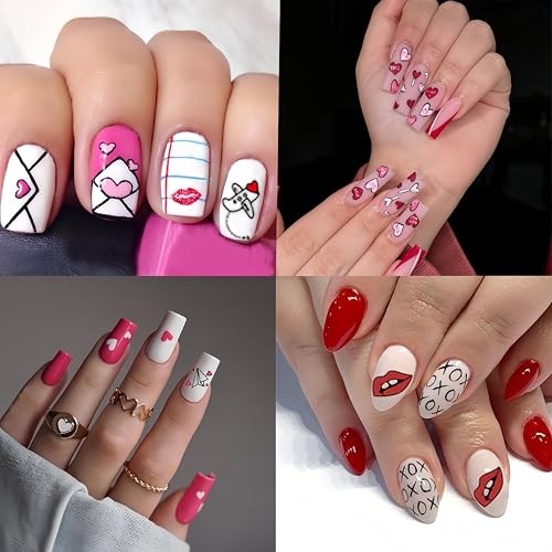 3 Sheets Valentine’s Day Nail Art Stickers Colorful Heart Nail Decals 5D heart