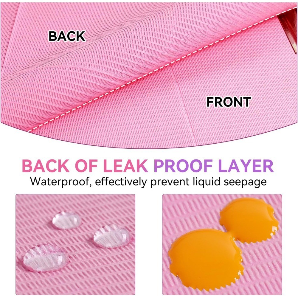 50 Pcs Pink Disposable Nail Mats, 18″x13″ Waterproof | 3-Ply Absorbent Nail Mat