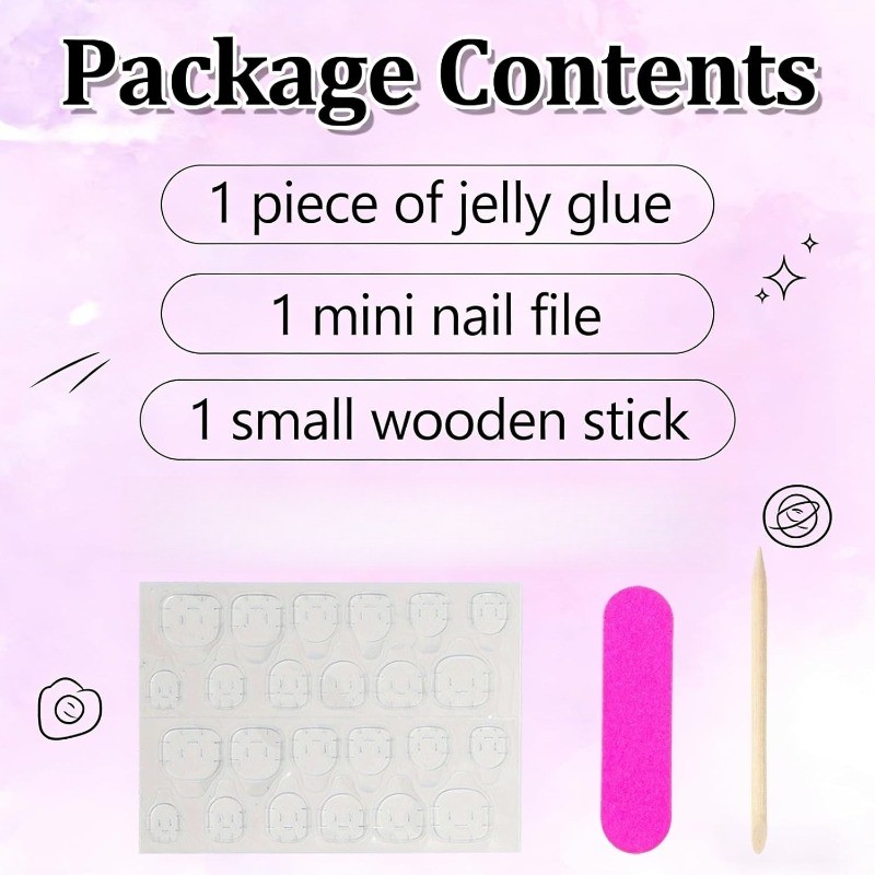 48pcs Summer Ocean Press on Nails, Blue White Shark Jellyfish Almond Fake Nails
