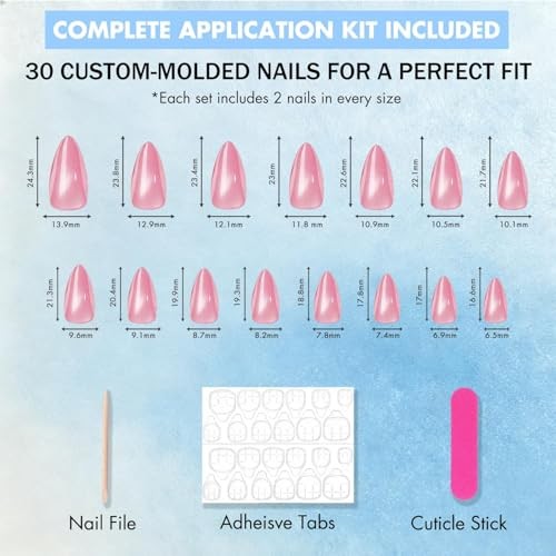 Cat Eye Press on Nails Almond, Handmade Press on Nails almond dusty pink