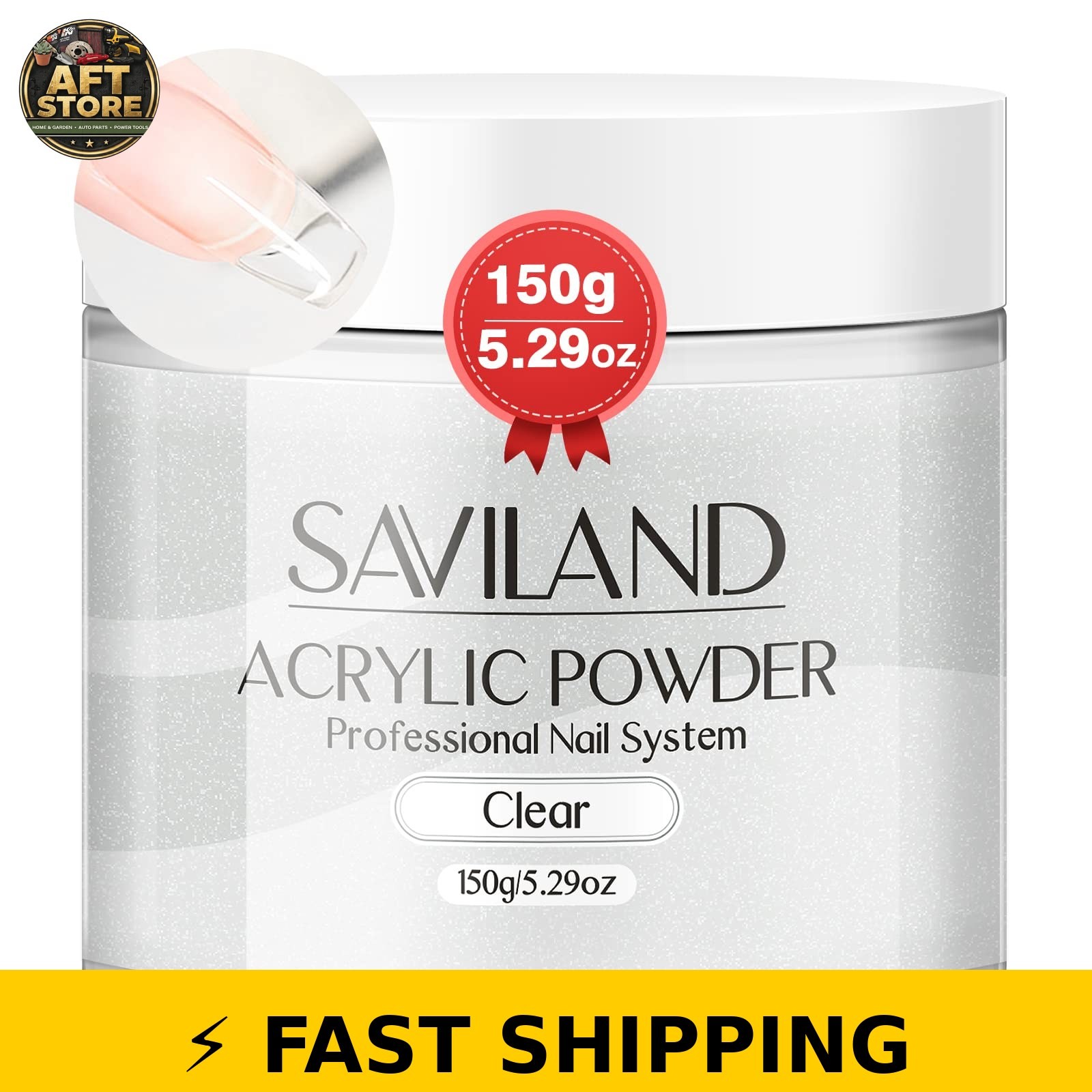 Saviland Clear Acrylic Powder 5.29oz – Bubble-Free & Long Lasting
