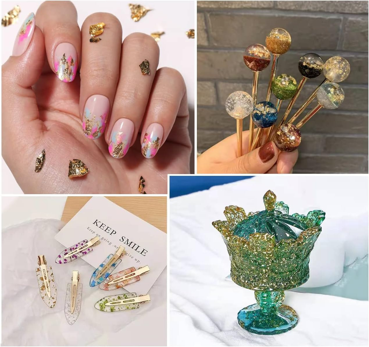 Gold Foil Flakes – 24 Color Metallic Gilding Flakes for Resin, Nails, Painting,