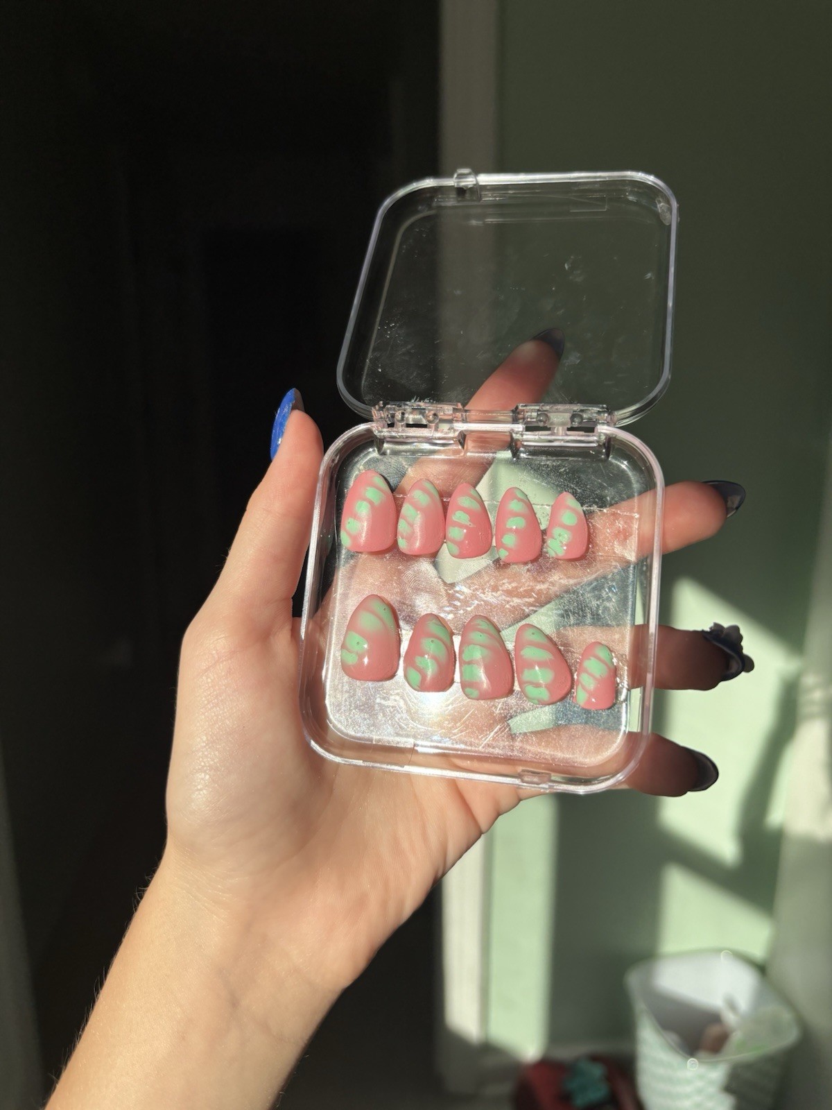 Pink and Teal Blooming Gel Nails! You Can Choose Different Colors. Brand New!