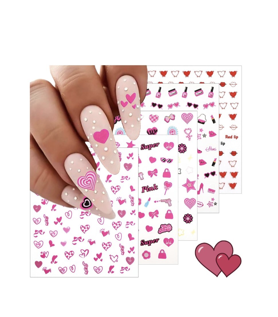 8 Sheets Valentine’s Day Nail Art Stickers