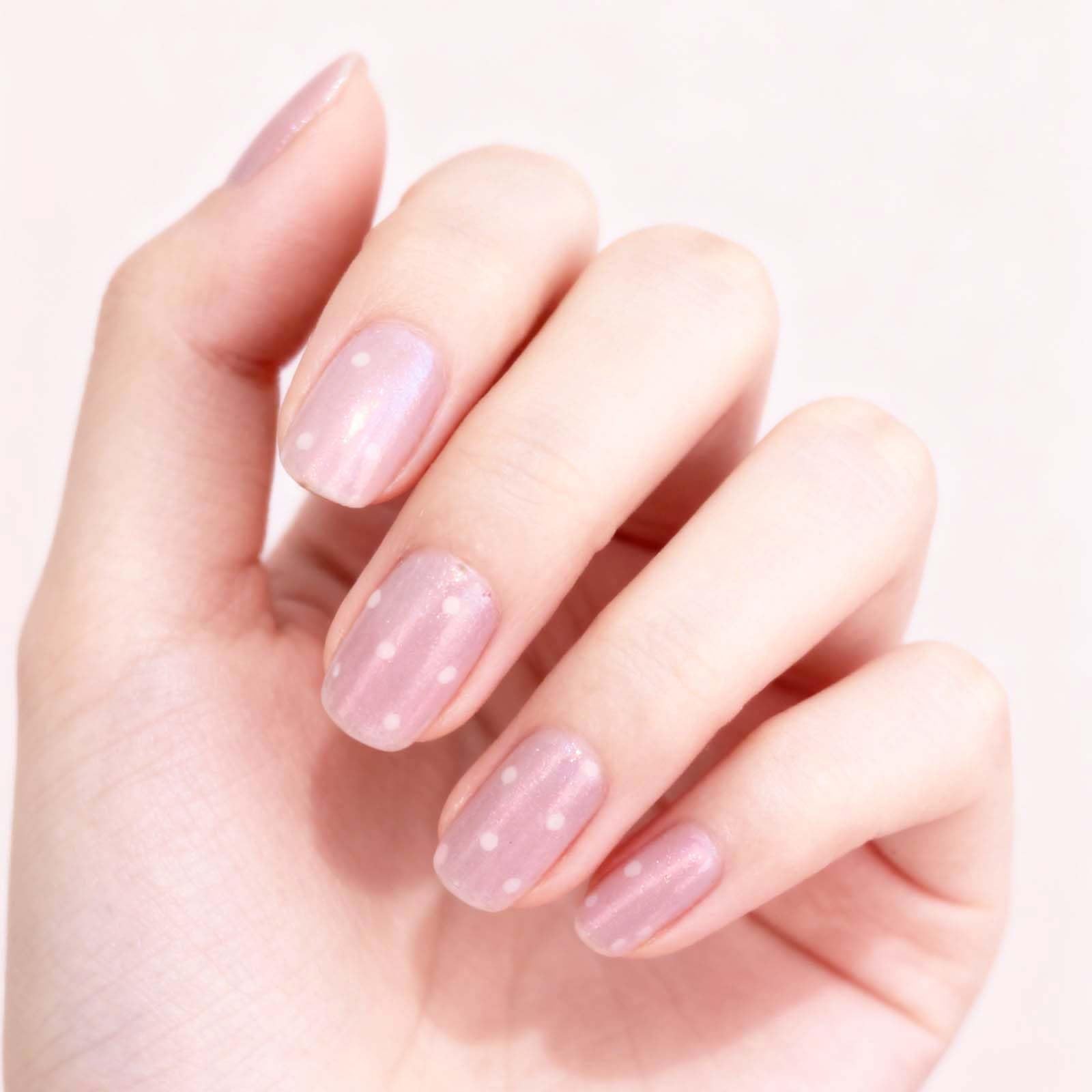 White Polka Pink Ombre Semi Cured Gel Nail Strips 20 Pcs